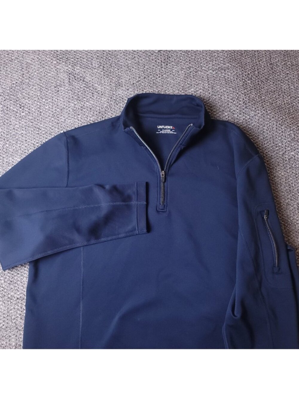 UNTUCKit Mazzano Sweater Mens XL Blue Pullover Zip Up Polyester Blend